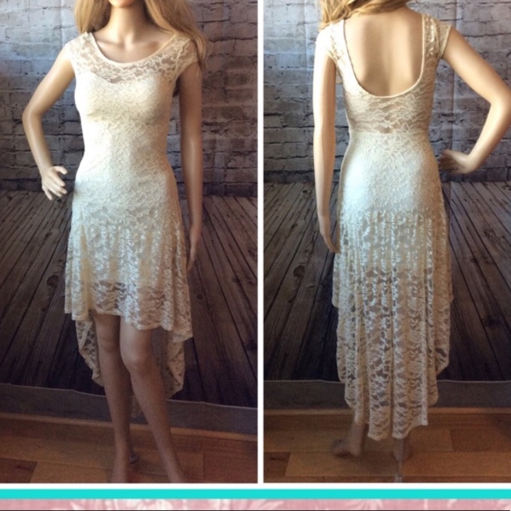 Sans Souci Ivory High Low Lace Dress